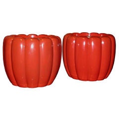 Pair of Red Chrysanthemum Hibachi