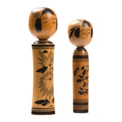 Antique Pair of Japanese Kokeshi Dolls