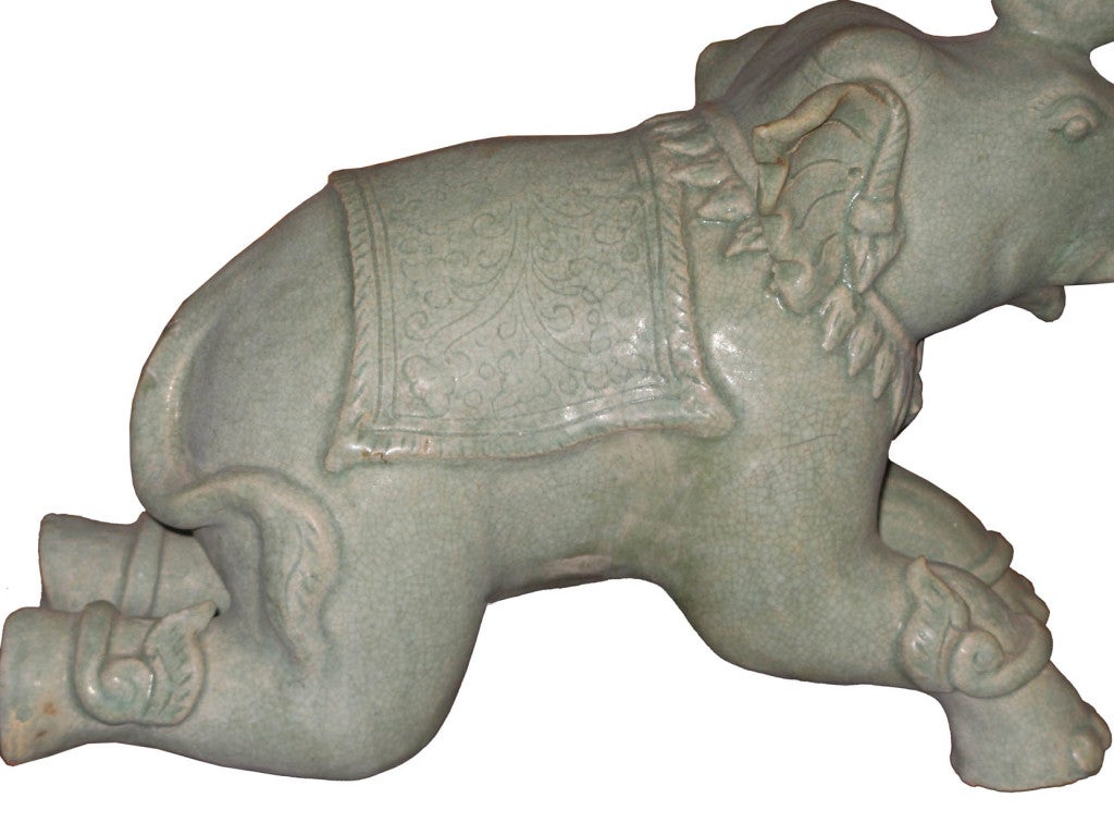 Ceramic Vintage Celadon Elephant