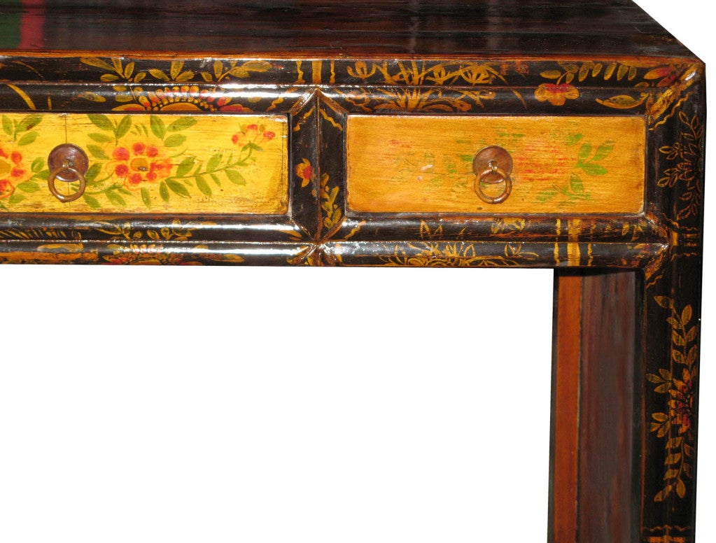Pine Painted 5 Drawer Console Table