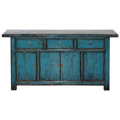 Gansu 3-Drawer Blue Buffet