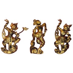 Set of 3 Vintage Burmese Temple Dancers