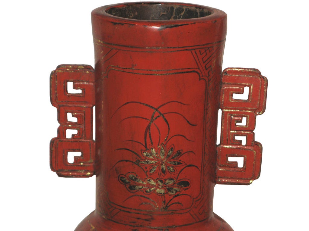 Chinese Pair of Red Wedding Vases