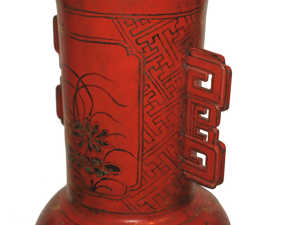 20th Century Pair of Red Wedding Vases