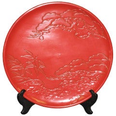 Japanese Red Lacquer Plate