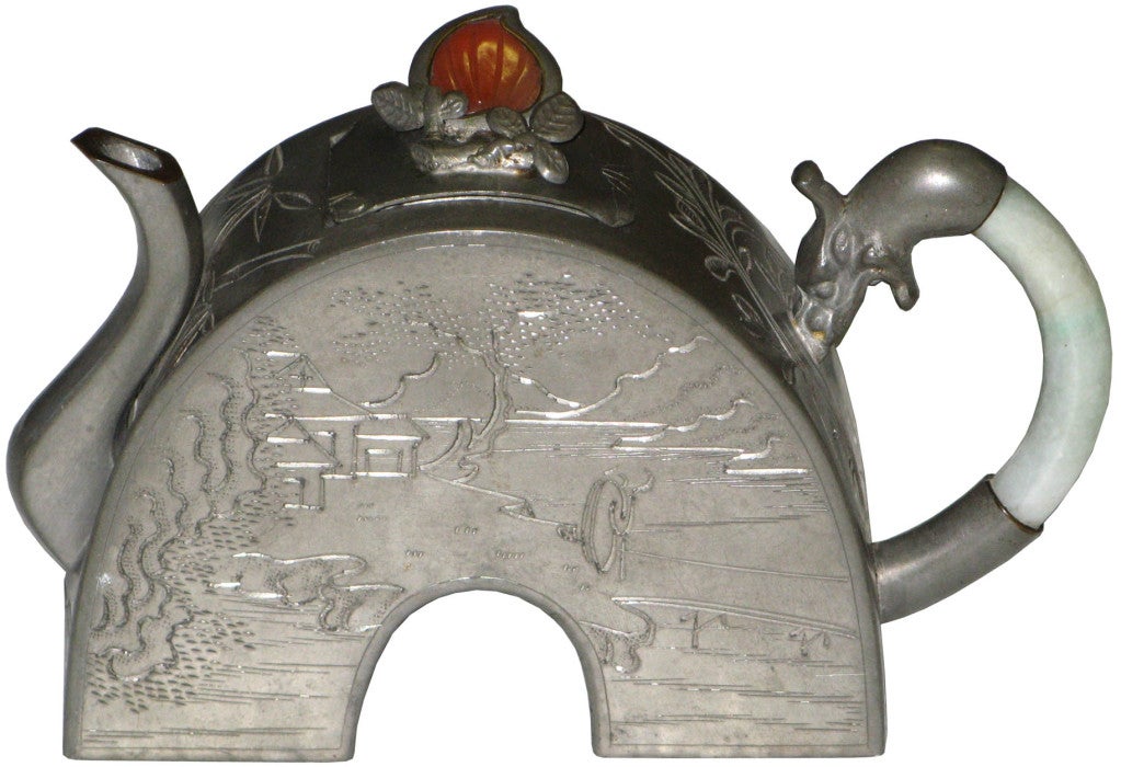 Set of Three Pewter Tea Service