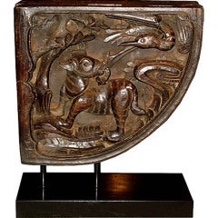 Antique Elephant and Stork Carving