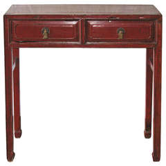 Two-Drawer Red Console Table