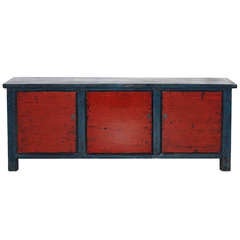 Chinese Red and Blue Credenza