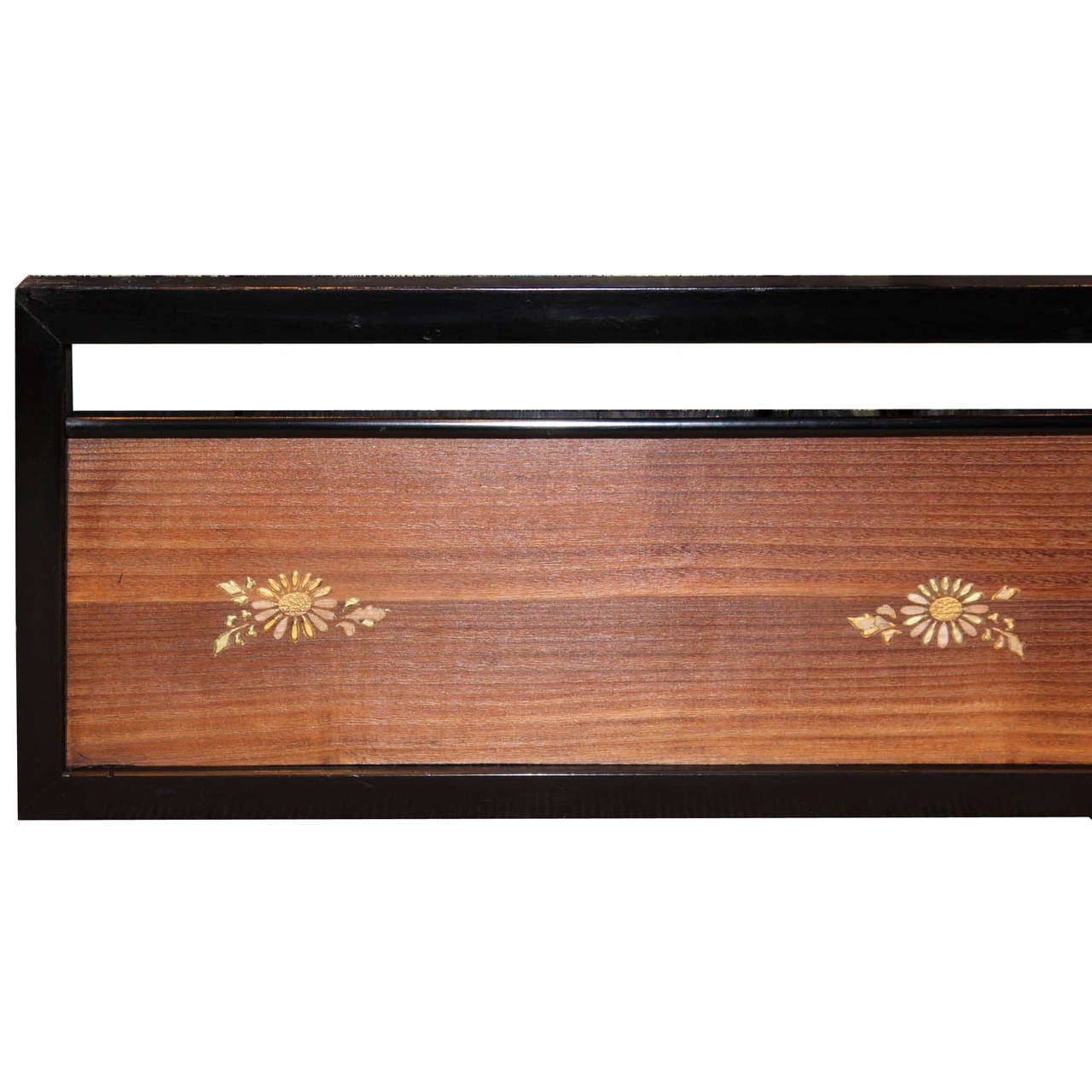Japanese kiriwood ranma (transom) with hand-painted chrysanthemums represents the royal family, sun, perfection, and longevity. Display as an art piece or use as headboard. Transoms were originally used in between rooms above doorways as decorative