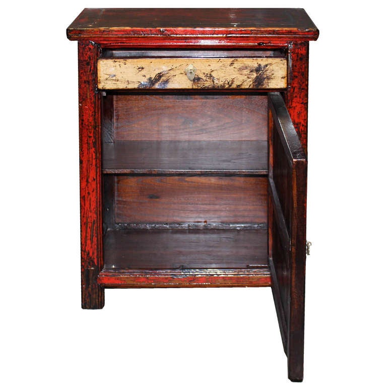 Chinese Red Painted Side Chest