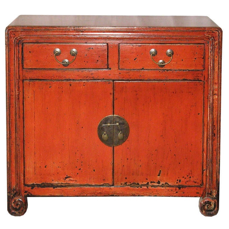 Red Scroll-Leg Chest at 1stdibs