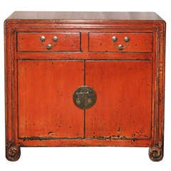 Red Scroll-Leg Chest