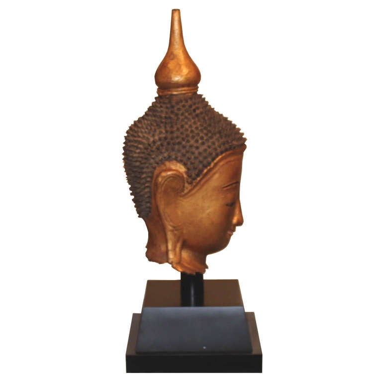 19th Century Gold Buddha Head
