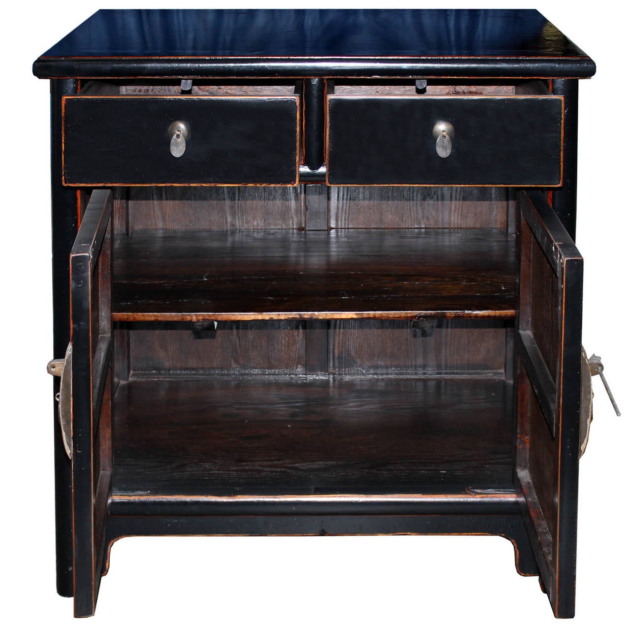 Chinese Black Two-Drawer Chest