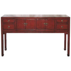 Red, Four Drawer Console Table