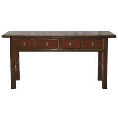 Antique Red 4 Drawer Console Table