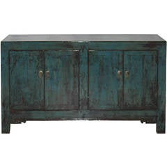 Antique Four-Door Blue Shanxi Buffet