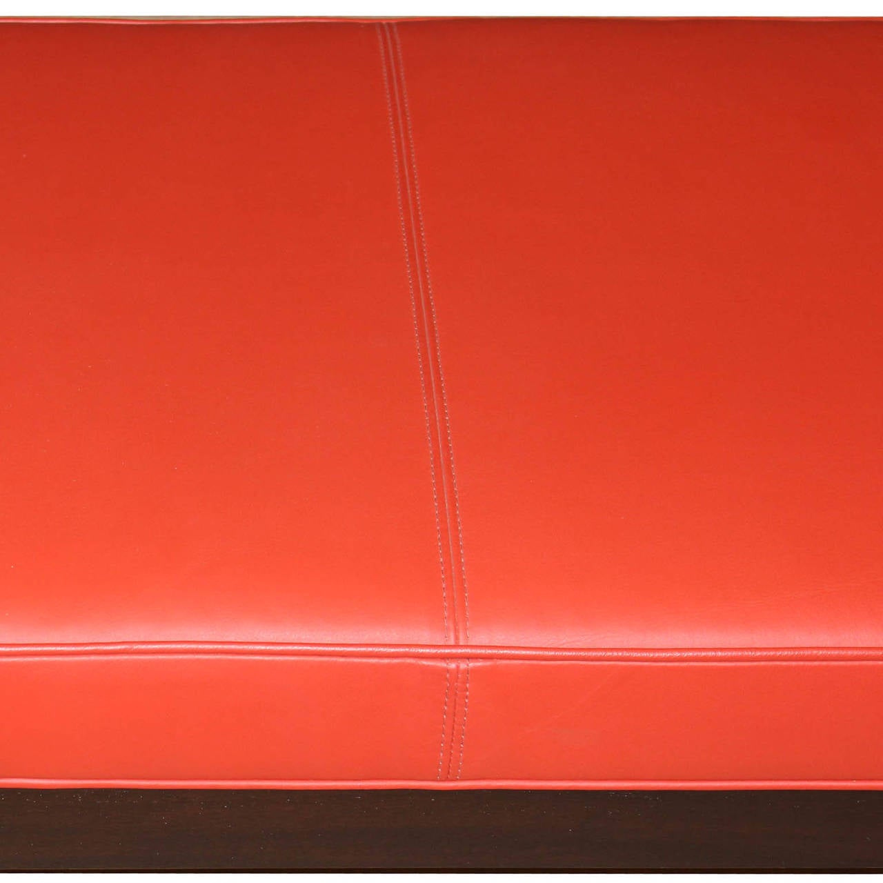 red leather bench seat