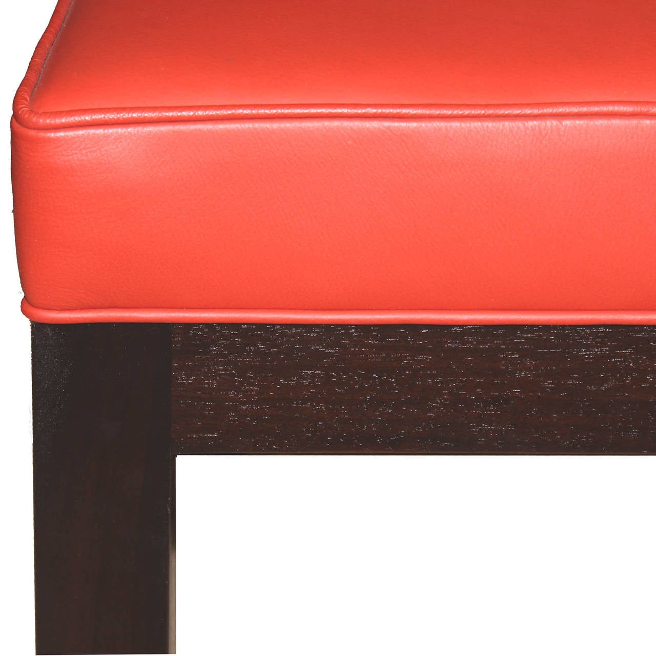 Red Leather Bench In Good Condition In San Francisco, CA