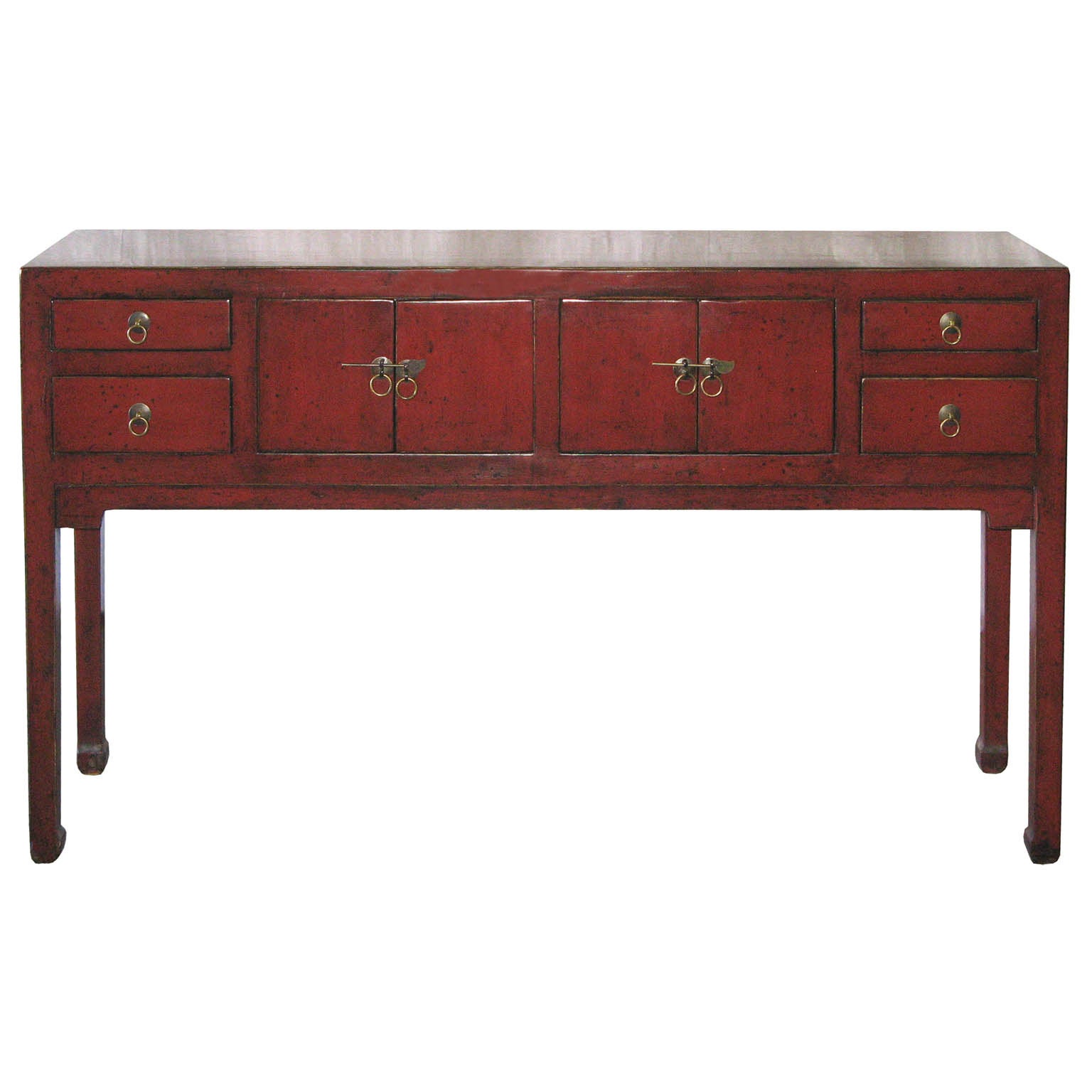 Red, Four Drawer Console Table