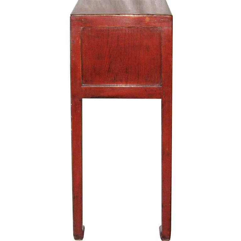 Red, Four Drawer Console Table In Good Condition In San Francisco, CA