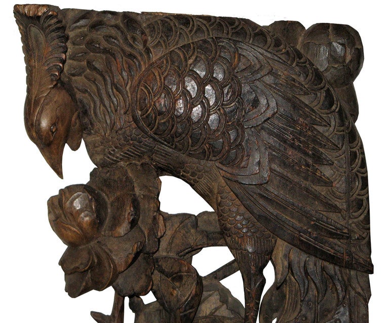 Carved Wood Peacock
