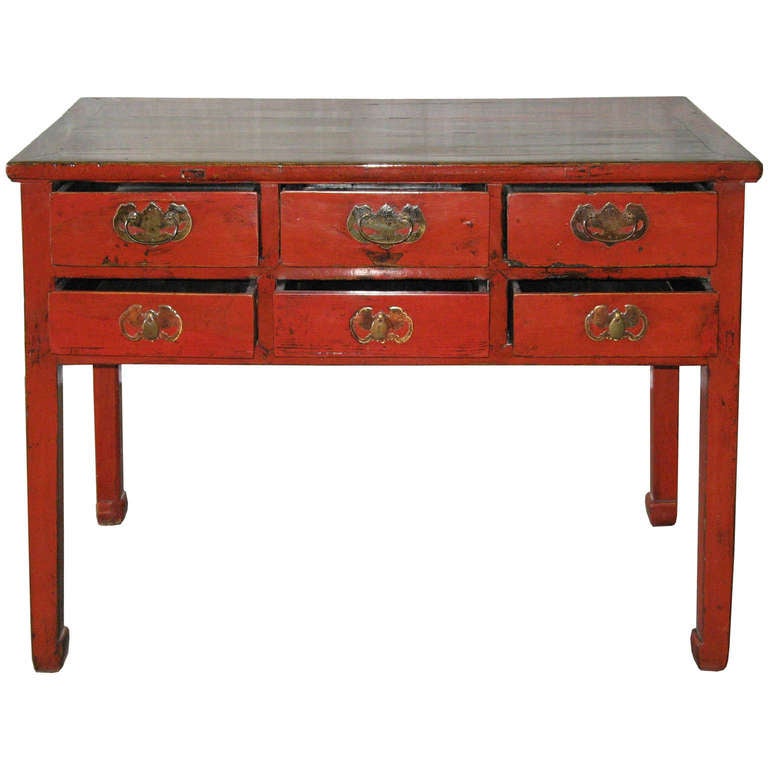 Chinese Shanxi 6 Drawer Console Table