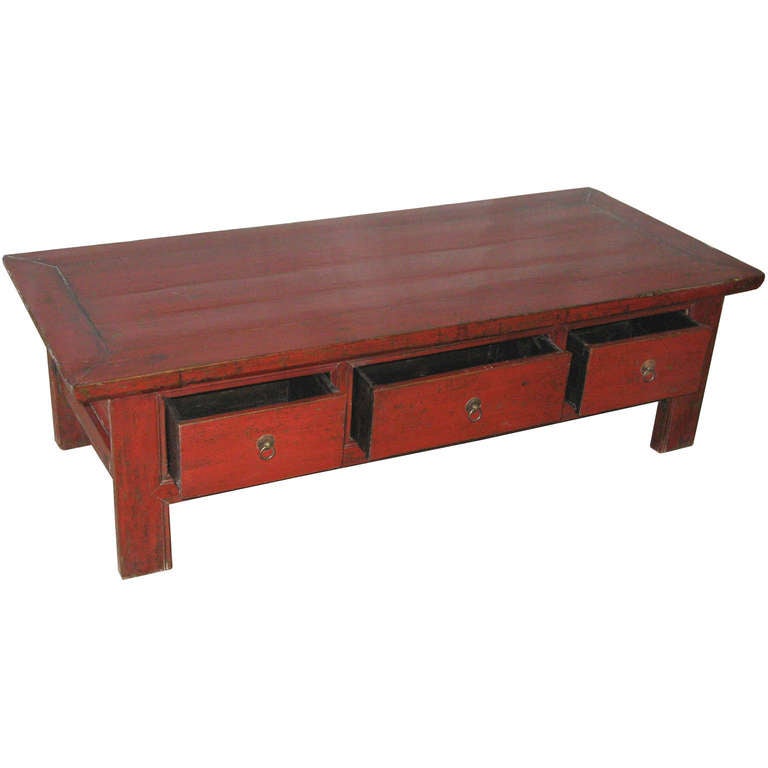 Drawer Red Coffee Table at 1stdibs