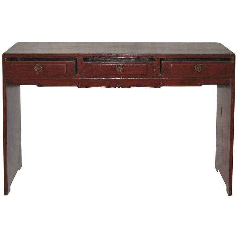 Chinese 3 Drawer Red Console