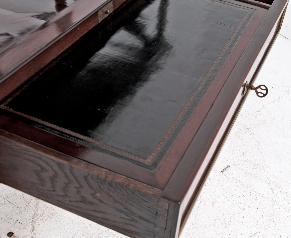 Baltic Inlaid Brass-Mounted Architect's Desk In Good Condition In San Francisco, CA
