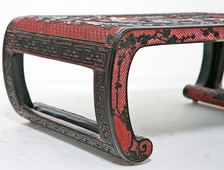 Chinoiserie 19th Century Cinnabar Carved Chinese Low Table  RFS Collection