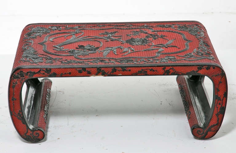 19th Century Cinnabar Carved Chinese Low Table  RFS Collection In Excellent Condition In San Francisco, CA