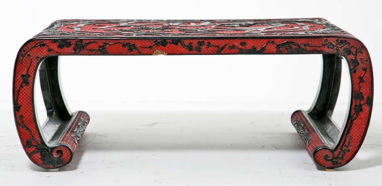 19th Century Cinnabar Carved Chinese Low Table  RFS Collection 2