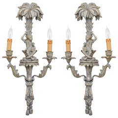 Pair of Whimsical Monkey French Sconces