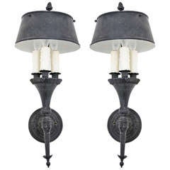 Pair of Gothic Revival Tole Sconces, France circa 1950 4