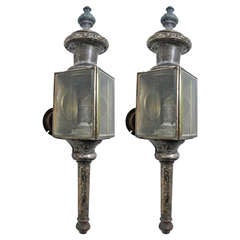 Pair of Antique Tole Carriage Lanterns