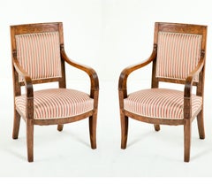 Italian Empire Walnut Chairs, circa 1820