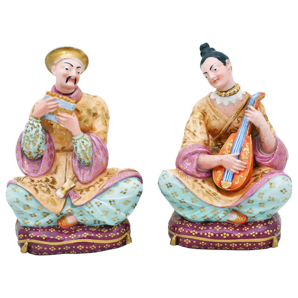 French Pair of Jacop Petit Chinoiserie Porcelain Perfume Bottles