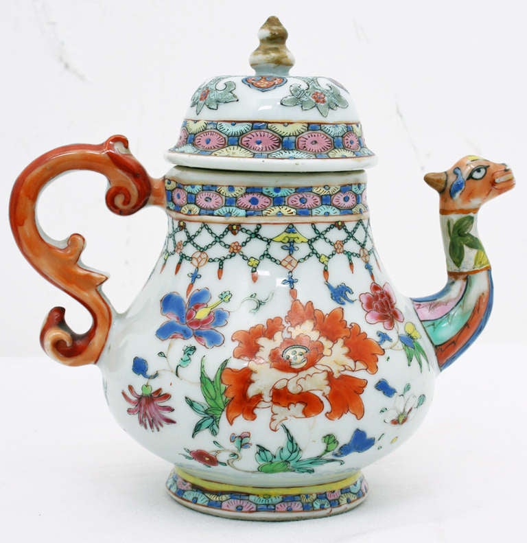 Two Similar Chinese Porcelain Famille Verte Wine Pots
