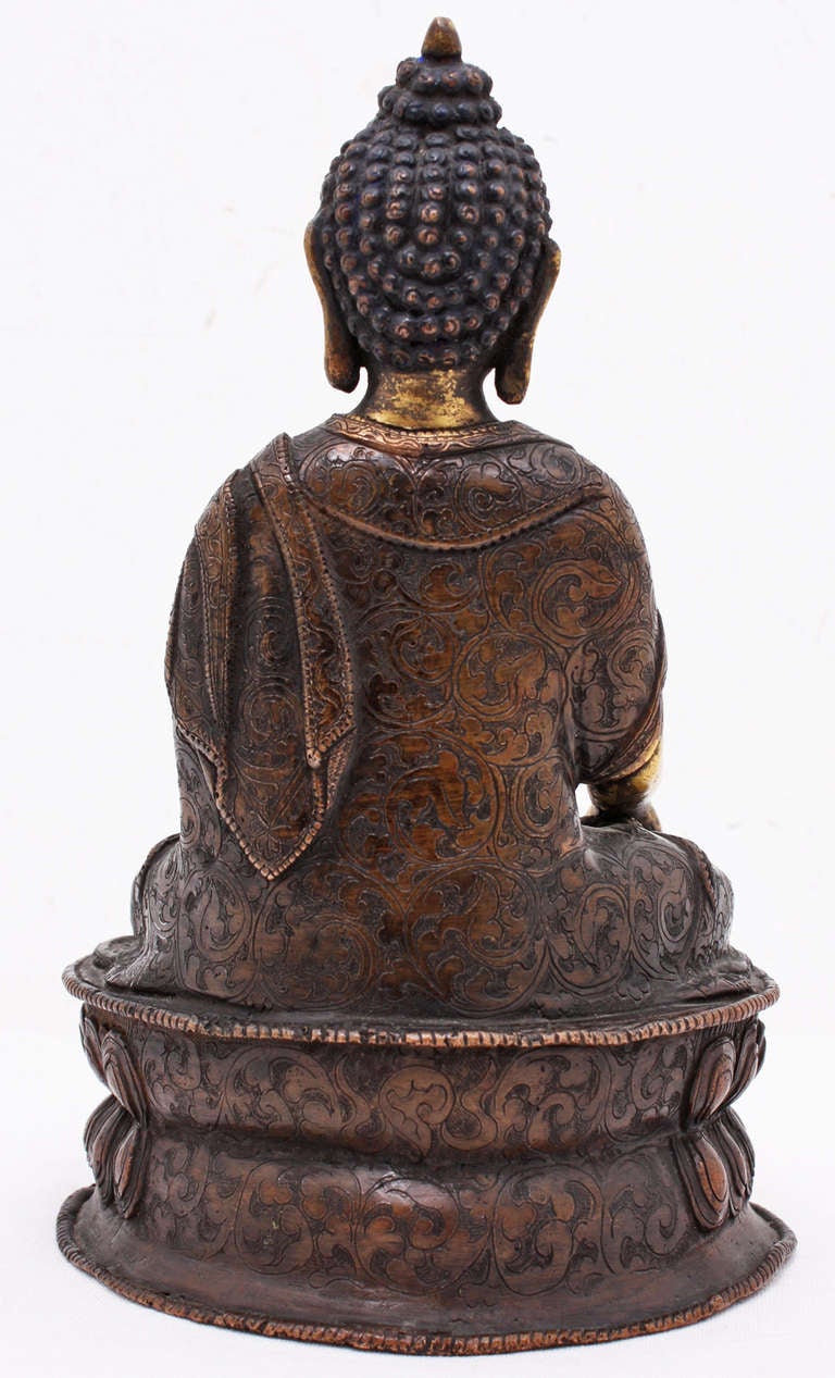 Tibetan Gilt Bronze and Copper Buddha In Good Condition In San Francisco, CA