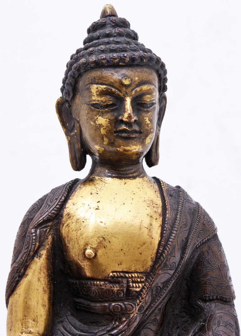 Tibetan Gilt Bronze and Copper Buddha 1