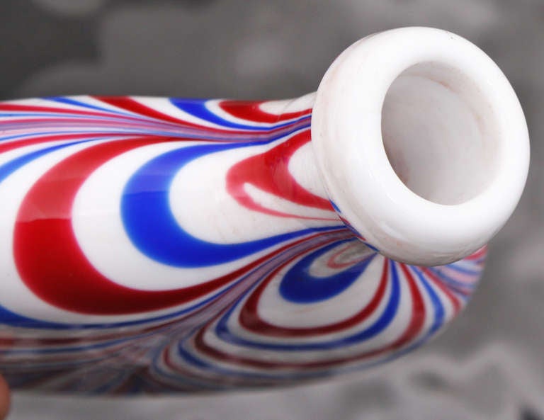 George III Nailsea Red White, and Blue Looped Single Flask