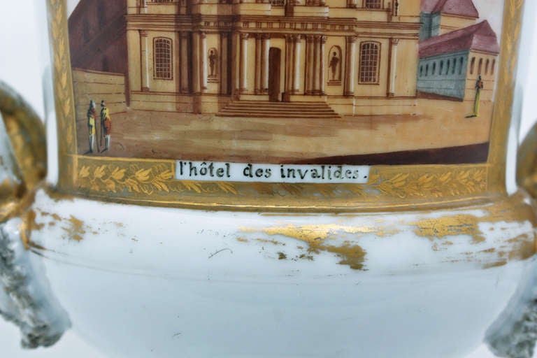 19th Century French Large Paris Porcelain Urn circa 1840 Les Invalides