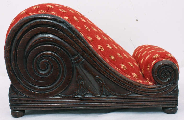 A very rare and charming Swedish neoclassical small gout school in mahogany with recent upholstery.

From the collection of R. F. Schwarz, a seasoned dealer of fine porcelain and objects, leading designer on the West Coast for decades and an