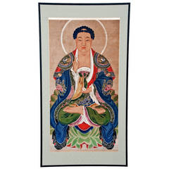 Temple Sized Mid Ching Dynasty Painting of Buddha c.1800 7