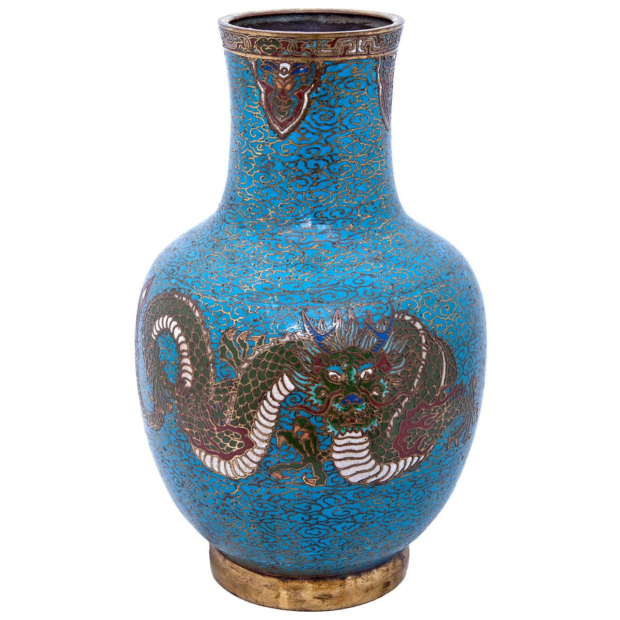 French Cloisonné/Champlevé Vase Late 19th Century at 1stDibs