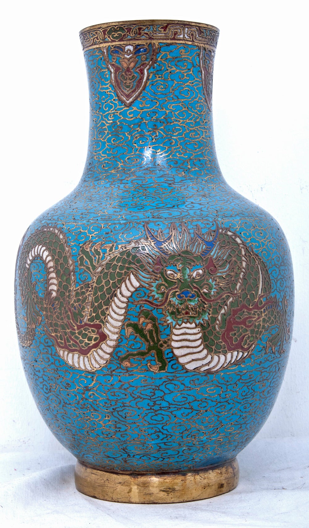 Chinoiserie French Cloisonné/Champlevé Vase Late 19th Century