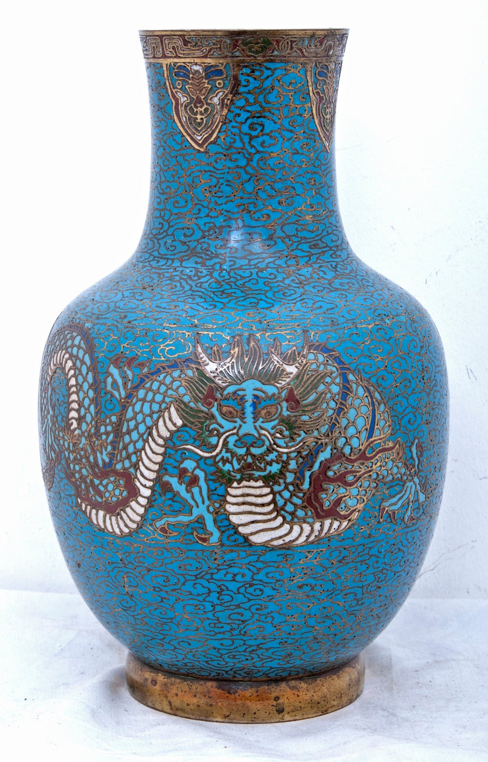 Gilt French Cloisonné/Champlevé Vase Late 19th Century