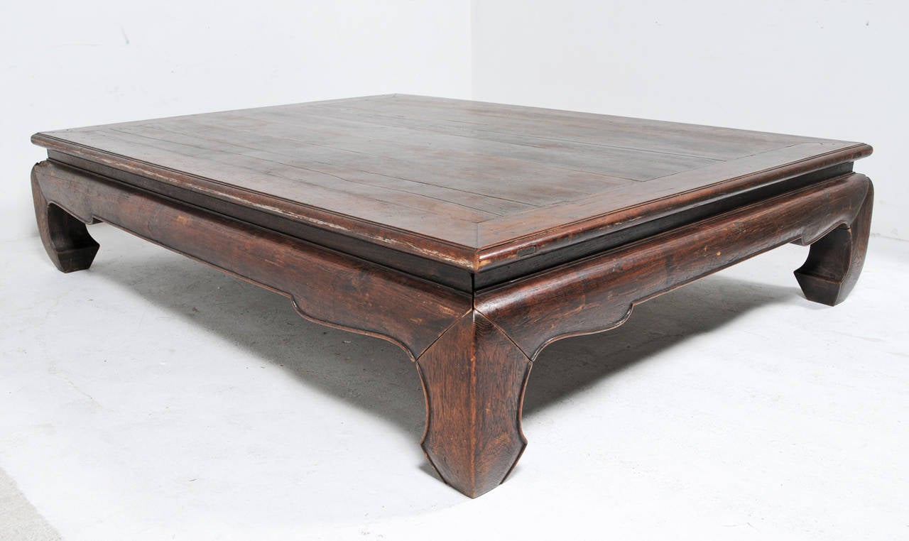 A very large South East Asian hard wood bed or Kang table done in the Classic Ming style with wonderful bold hoof feet. We date this to somewhere between 1850 and 1900. We thank Inja Yang, a respected knowledgeable dealer for identifying probably